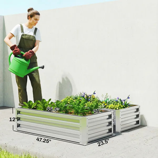 2-Pack Galvanized Raised Garden Beds 4 x 2 x 1 Ft Metal Planter Boxes Silver - product image 3