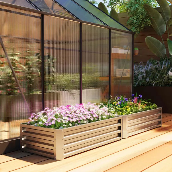 2-Pack Galvanized Raised Garden Beds 4 x 2 x 1 Ft Metal Planter Boxes Silver - product image 8