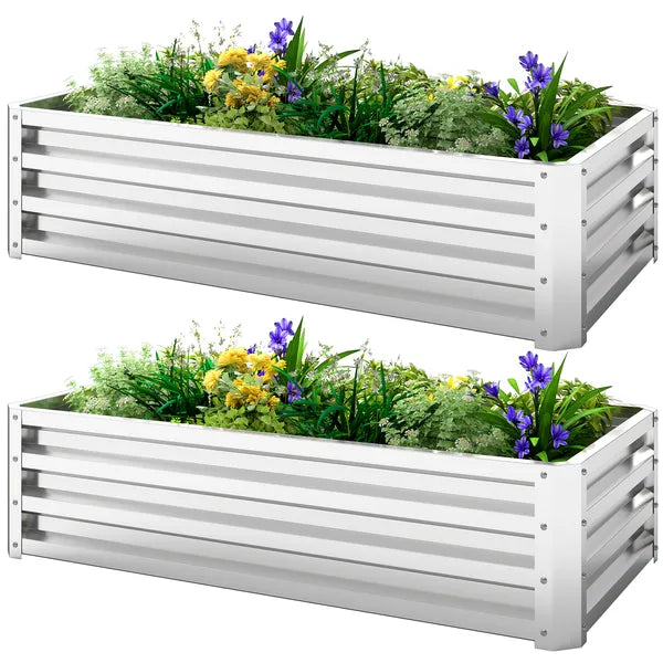 2-Pack Galvanized Raised Garden Beds 4 x 2 x 1 Ft Metal Planter Boxes Silver - product image 1