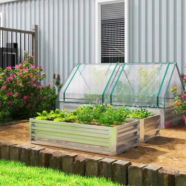 2-Pack Galvanized Raised Garden Beds 4 x 2 x 1 Ft Metal Planter Boxes Silver - product image 2