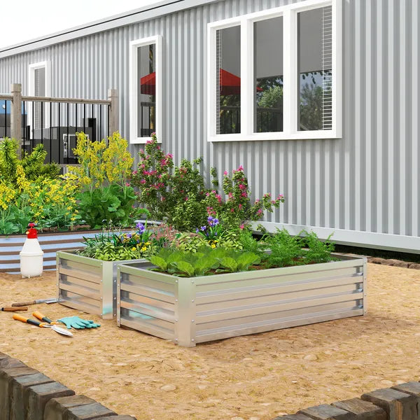2-Pack Galvanized Raised Garden Beds 4 x 2 x 1 Ft Metal Planter Boxes Silver - product image 9