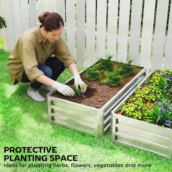 2-Pack Galvanized Raised Garden Beds 4 x 2 x 1 Ft Metal Planter Boxes Silver - product image 6