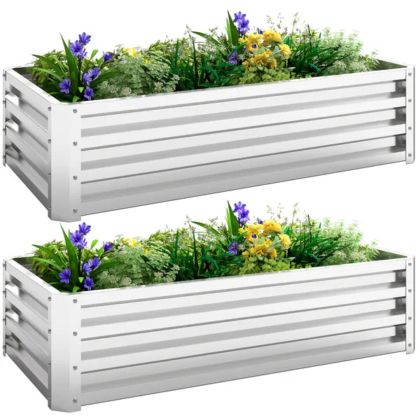 2-Pack Galvanized Raised Garden Beds 4 x 2 x 1 Ft Metal Planter Boxes Silver - product image 11