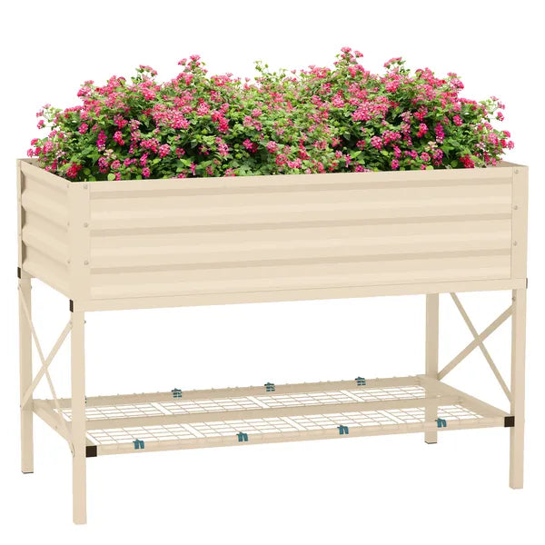 Outsunny Galvanized Raised Garden Bed Cream Metal Planter Box with Legs Storage Shelf Bed Liner for Efficient Gardening - product image 11
