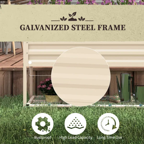 Outsunny Galvanized Raised Garden Bed Cream Metal Planter Box with Legs Storage Shelf Bed Liner for Efficient Gardening - product image 6