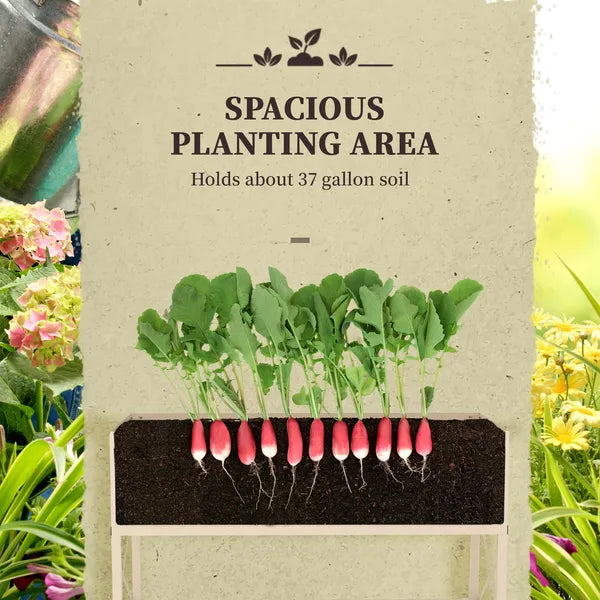 Outsunny Galvanized Raised Garden Bed Cream Metal Planter Box with Legs Storage Shelf Bed Liner for Efficient Gardening - product image 4