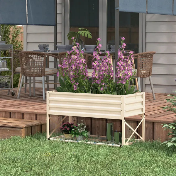 Outsunny Galvanized Raised Garden Bed Cream Metal Planter Box with Legs Storage Shelf Bed Liner for Efficient Gardening - product image 10