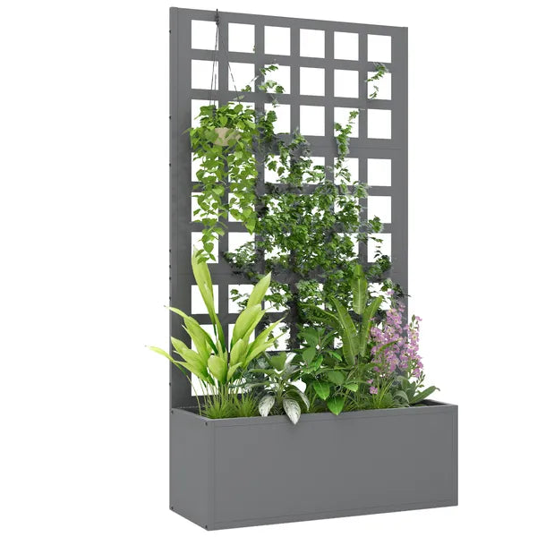 Outsunny Galvanized Raised Garden Bed Planter Box with Trellis for Climbing Plants, Vegetable, Vines, 24 Inch x 9 Inch x 44.5 Inch, Gray - product image 11