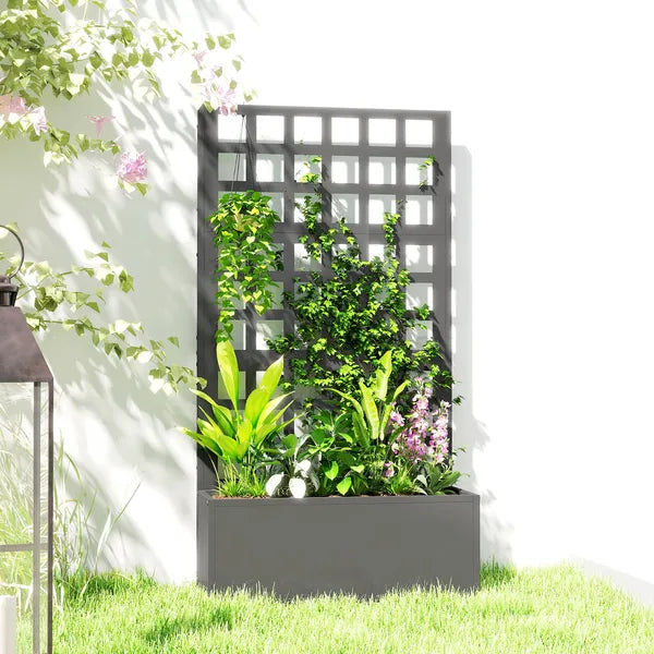 Outsunny Galvanized Raised Garden Bed Planter Box with Trellis for Climbing Plants, Vegetable, Vines, 24 Inch x 9 Inch x 44.5 Inch, Gray - product image 8