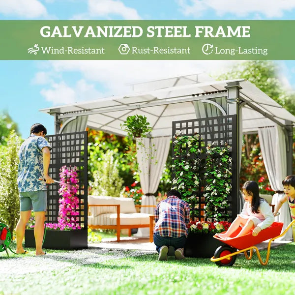 Outsunny Galvanized Raised Garden Bed Planter Box with Trellis for Climbing Plants, Vegetable, Vines, 35 Inch x 16 Inch x 70 Inch, Black - product image 4