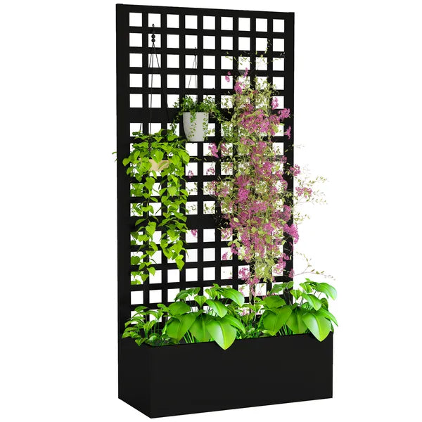 Outsunny Galvanized Raised Garden Bed Planter Box with Trellis for Climbing Plants, Vegetable, Vines, 35 Inch x 16 Inch x 70 Inch, Black - product image 11