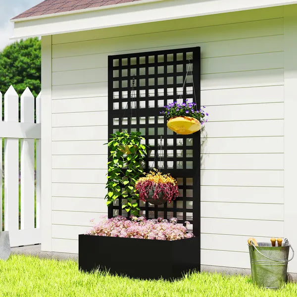 Outsunny Galvanized Raised Garden Bed Planter Box with Trellis for Climbing Plants, Vegetable, Vines, 35 Inch x 16 Inch x 70 Inch, Black - product image 10