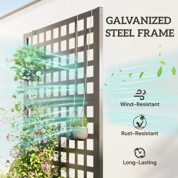 Outsunny Galvanized Raised Garden Bed Planter Box with Trellis for Climbing Plants, Vegetable, Vines, 35" x 16" x 70", Gray - product image 4
