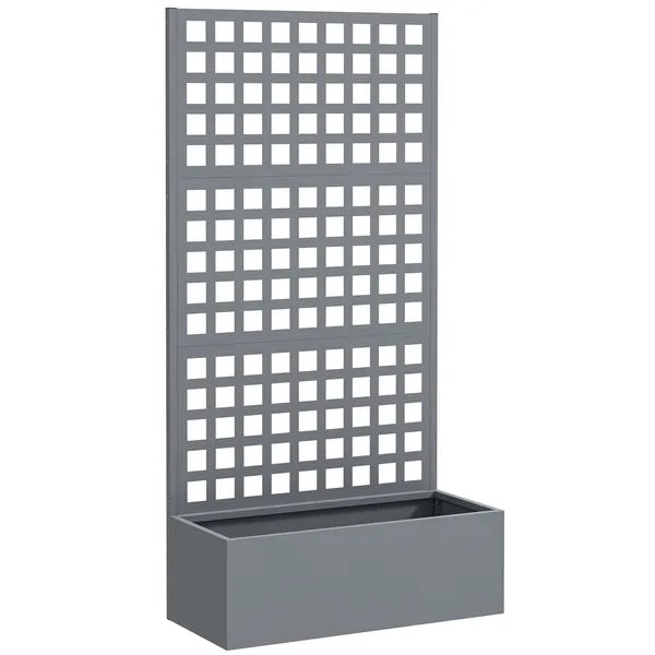 Outsunny Galvanized Raised Garden Bed Planter Box with Trellis for Climbing Plants, Vegetable, Vines, 35" x 16" x 70", Gray - product image 12