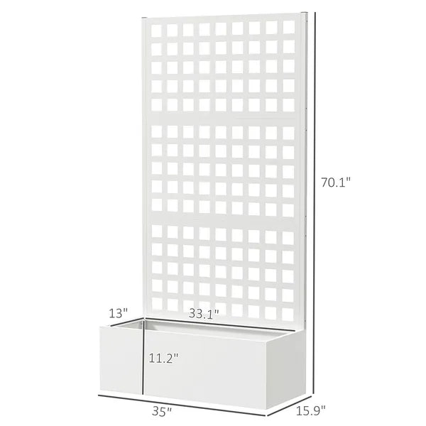 Galvanized Raised Garden Bed Planter Box with Trellis for Climbing Plants, Vegetable, Vines, 35" x 16" x 70", White - product image 3
