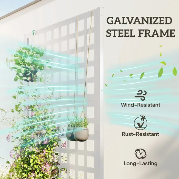 Galvanized Raised Garden Bed Planter Box with Trellis for Climbing Plants, Vegetable, Vines, 35" x 16" x 70", White - product image 4