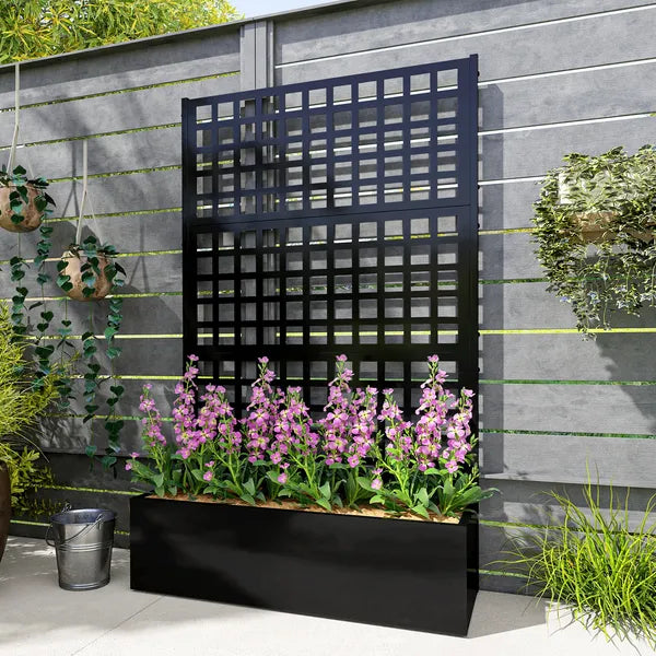 Outsunny Galvanized Raised Garden Bed Planter Box with Trellis for Climbing Plants, Vegetable, Vines, 43 Inch x 16 Inch x 70 Inch, Black - product image 8