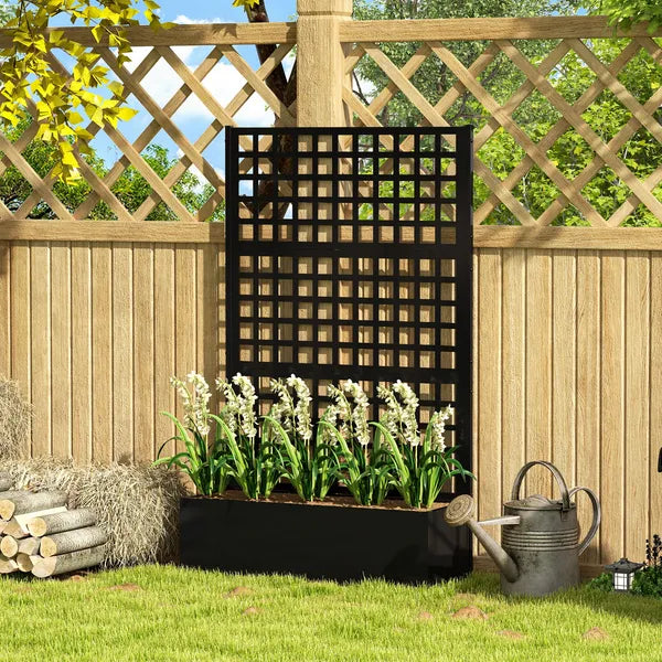 Outsunny Galvanized Raised Garden Bed Planter Box with Trellis for Climbing Plants, Vegetable, Vines, 43 Inch x 16 Inch x 70 Inch, Black - product image 10
