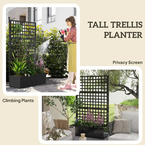 Outsunny Galvanized Raised Garden Bed Planter Box with Trellis for Climbing Plants, Vegetable, Vines, 43 Inch x 16 Inch x 70 Inch, Black - product image 5