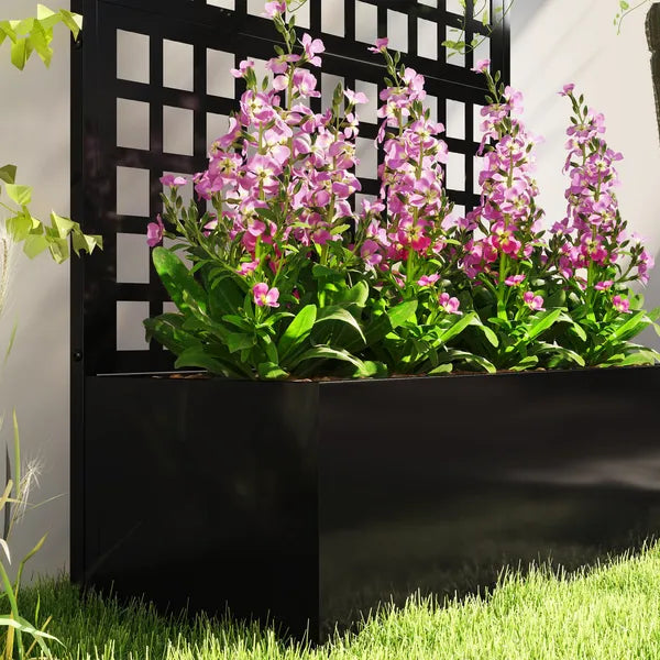 Outsunny Galvanized Raised Garden Bed Planter Box with Trellis for Climbing Plants, Vegetable, Vines, 43 Inch x 16 Inch x 70 Inch, Black - product image 9