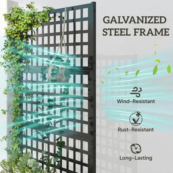 Outsunny Galvanized Raised Garden Bed Planter Box with Trellis for Climbing Plants, Vegetable, Vines, 43 Inch x 16 Inch x 70 Inch, Black - product image 4