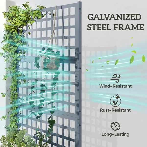 Outsunny Galvanized Raised Garden Bed Planter Box with Trellis for Climbing Plants, Vegetable, Vines, 43" x 16" x 70", Gray - product image 4
