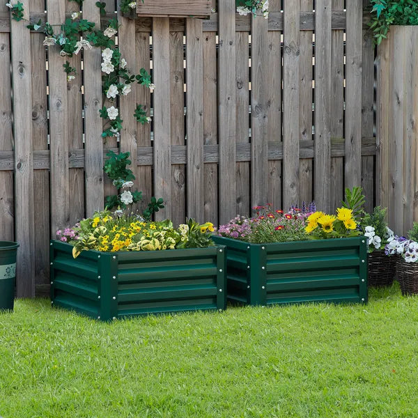 2 Pack Galvanized Raised Garden Beds with Open Bottom, Green - product image 10
