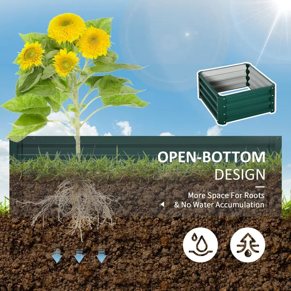2 Pack Galvanized Raised Garden Beds with Open Bottom, Green - product image 6