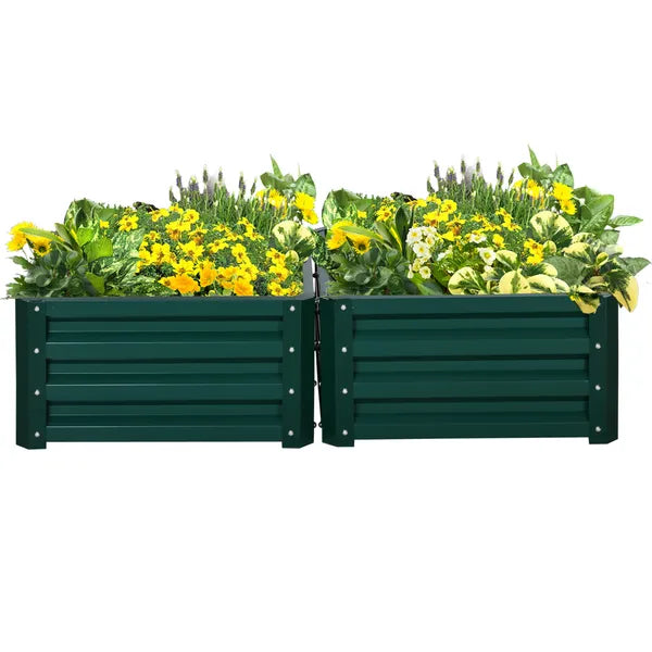 2 Pack Galvanized Raised Garden Beds with Open Bottom, Green - product image 11