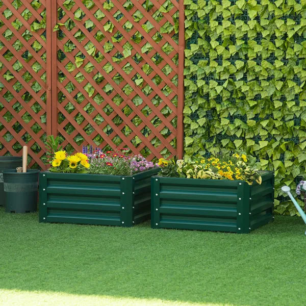 2 Pack Galvanized Raised Garden Beds with Open Bottom, Green - product image 2