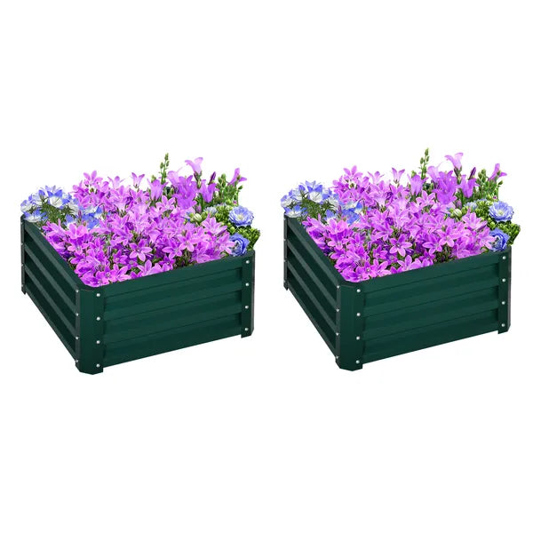 2 Pack Galvanized Raised Garden Beds with Open Bottom, Green - product image 1