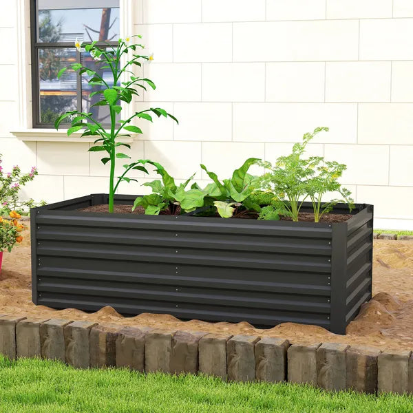 Outsunny Galvanized Raised Garden Bed, Steel Outdoor Planters with Reinforced Rods, 71" x 36" x 23", Black - product image 8