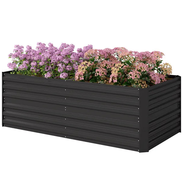 Outsunny Galvanized Raised Garden Bed, Steel Outdoor Planters with Reinforced Rods, 71" x 36" x 23", Black - product image 11