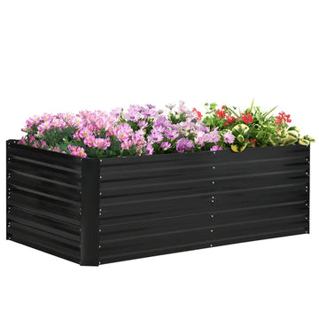 Outsunny Galvanized Raised Garden Bed, Steel Outdoor Planters with Reinforced Rods, 71" x 36" x 23", Black - product image 1