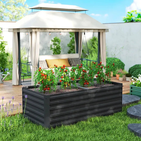 Outsunny Galvanized Raised Garden Bed, Steel Outdoor Planters with Reinforced Rods, 71" x 36" x 23", Black - product image 7