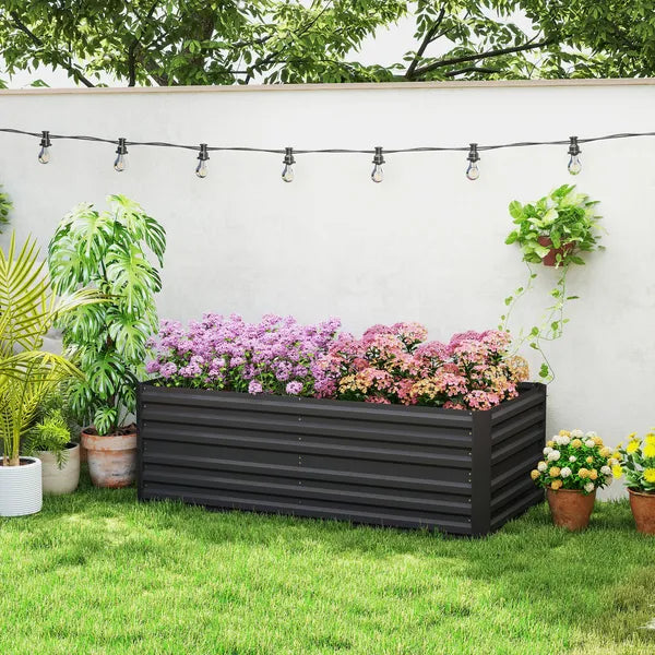 Outsunny Galvanized Raised Garden Bed, Steel Outdoor Planters with Reinforced Rods, 71" x 36" x 23", Black - product image 10