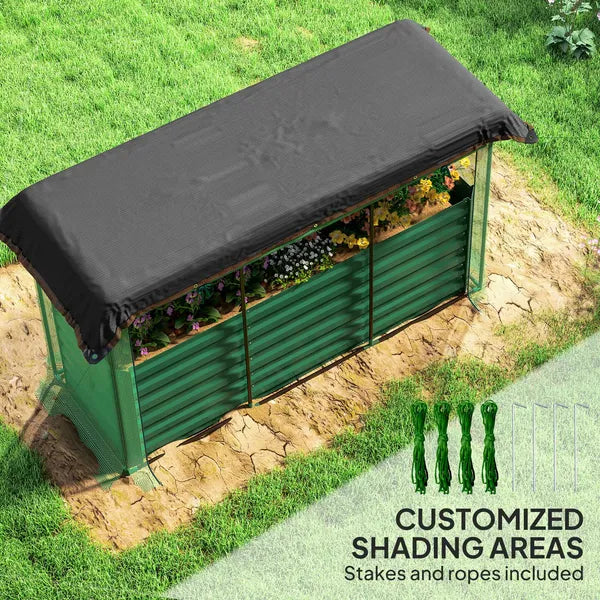 Outsunny Galvanized Steel Planter Box with Crop Cage and Shade Cloth, Raised Garden Bed for Flowers, Veggies and Herbs, Green - product image 5
