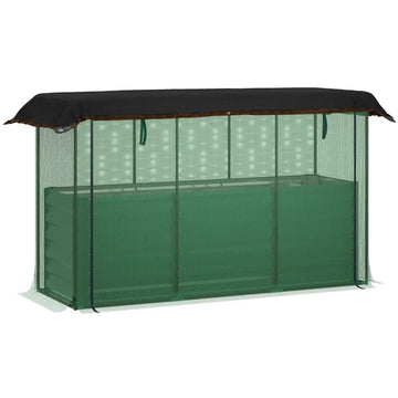 Outsunny Galvanized Steel Planter Box with Crop Cage and Shade Cloth, Raised Garden Bed for Flowers, Veggies and Herbs, Green - product image 1