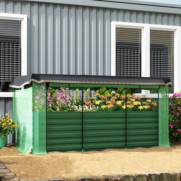 Galvanized Steel Planter Box with Crop Cage and Shade Cloth, Raised Garden Bed for Flowers, Veggies and Herbs, Green - product image 10