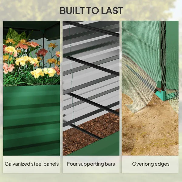 Galvanized Steel Planter Box with Crop Cage and Shade Cloth, Raised Garden Bed for Flowers, Veggies and Herbs, Green - product image 7