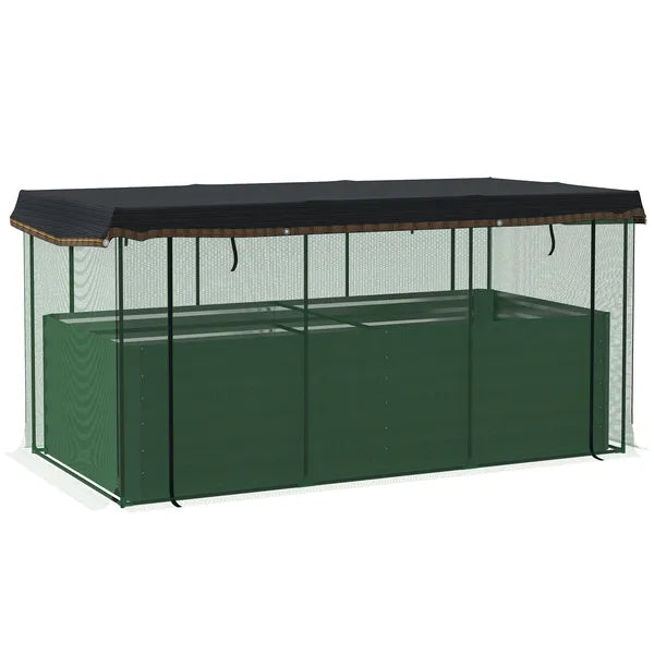 Galvanized Steel Planter Box with Crop Cage and Shade Cloth, Raised Garden Bed for Flowers, Veggies and Herbs, Green - product image 1