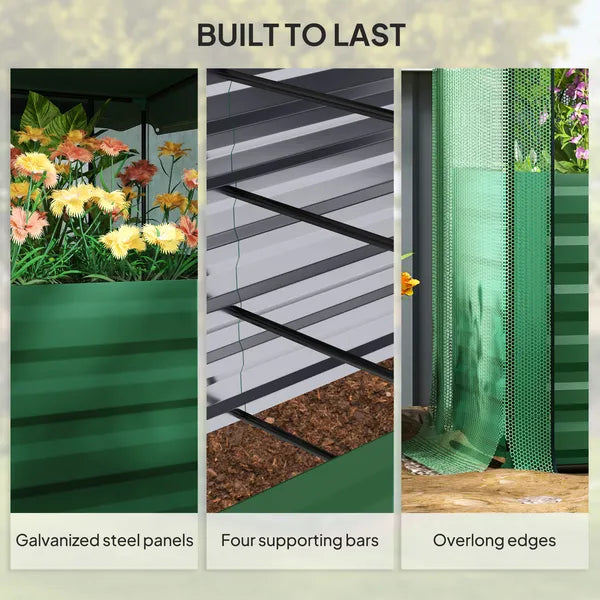 Outsunny Galvanized Steel Planter Box with Crop Cage and Shade Cloth, Raised Garden Bed for Flowers, Veggies and Herbs, Green - product image 7