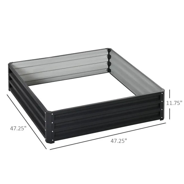 Galvanized Steel Raised Garden Bed 4x4 ft Grey Planter Box for Vegetables Flowers Herbs - product image 3