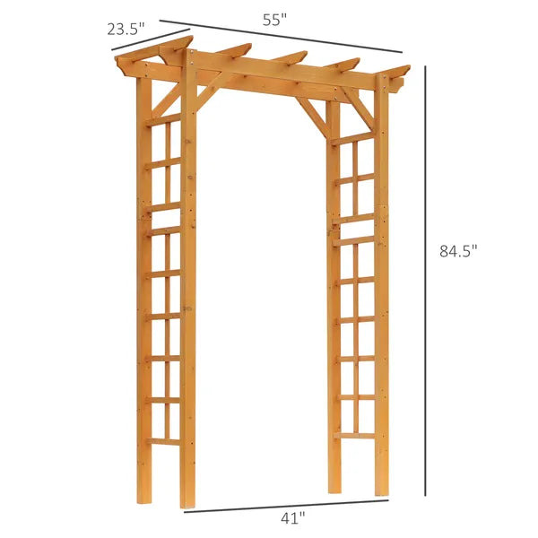 Outsunny Garden Arbor Arch Trellis 7 ft Wood with Natural Fir Side Panel for Climbing Vines Outdoor Orange - product image 3