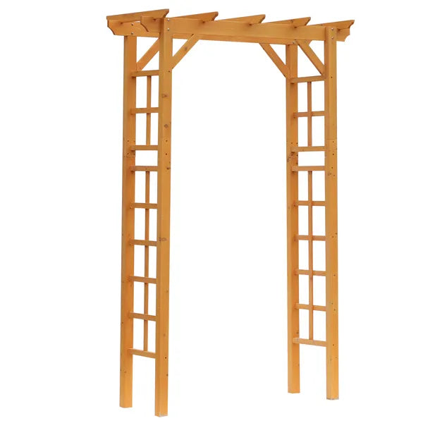Outsunny Garden Arbor Arch Trellis 7 ft Wood with Natural Fir Side Panel for Climbing Vines Outdoor Orange - product image 11