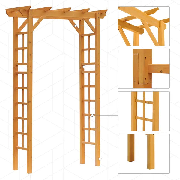 Outsunny Garden Arbor Arch Trellis 7 ft Wood with Natural Fir Side Panel for Climbing Vines Outdoor Orange - product image 4