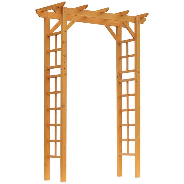 Outsunny Garden Arbor Arch Trellis 7 ft Wood with Natural Fir Side Panel for Climbing Vines Outdoor Orange - product image 12