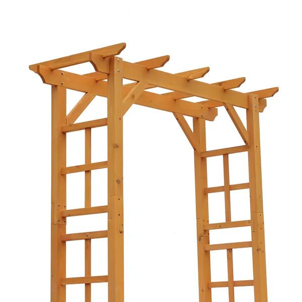 Outsunny Garden Arbor Arch Trellis 7 ft Wood with Natural Fir Side Panel for Climbing Vines Outdoor Orange - product image 9