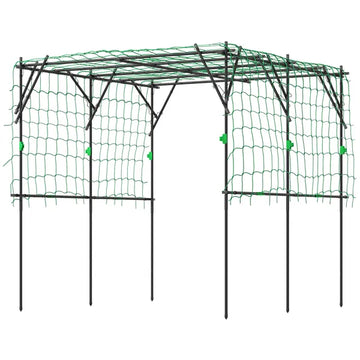 Outsunny Garden Arch Trellis, 7.3 Ft Tall Metal Plant Trellis Support with Climbing Net, Cucumber Trellis for Vegetables, Black - product image 1