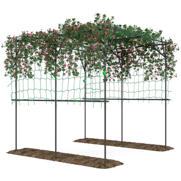 Outsunny Garden Arch Trellis, 7.3 Ft Tall Metal Plant Trellis Support with Climbing Net, Cucumber Trellis for Vegetables, Black - product image 11
